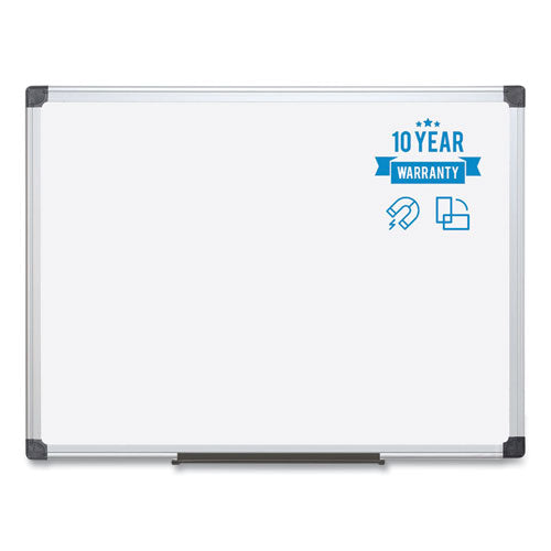 Image of MasterVision® Value Lacquered Steel Magnetic Dry Erase Board, 18" x 24", White Surface, Satin Aluminum Frame