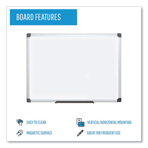 Image of MasterVision® Value Lacquered Steel Magnetic Dry Erase Board, 18" x 24", White Surface, Satin Aluminum Frame