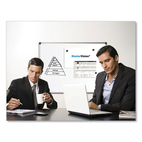 Image of MasterVision® Value Lacquered Steel Magnetic Dry Erase Board, 18" x 24", White Surface, Satin Aluminum Frame