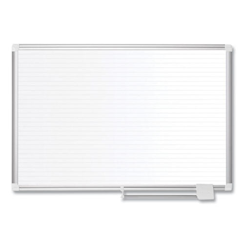 Image of MasterVision® Ruled Magnetic Steel Dry Erase Planning Board, 48" x 36", White Surface, Satin Aluminum Frame