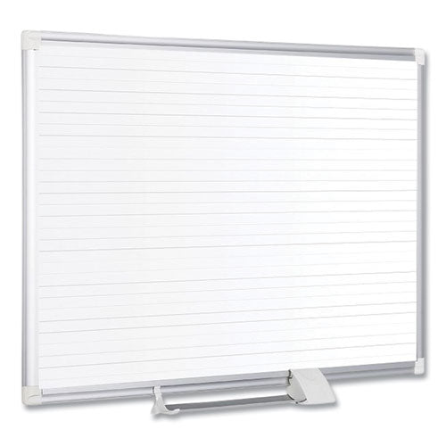 Image of MasterVision® Ruled Magnetic Steel Dry Erase Planning Board, 48" x 36", White Surface, Satin Aluminum Frame