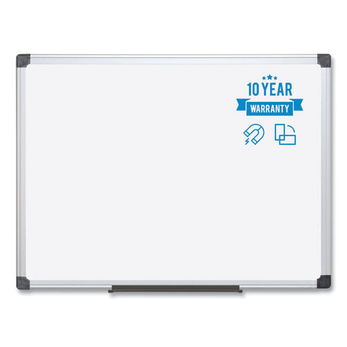 Image of MasterVision® Value Lacquered Steel Magnetic Dry Erase Board, 96" x 48", White Surface, Satin Aluminum Frame