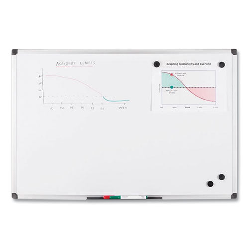 Image of MasterVision® Value Lacquered Steel Magnetic Dry Erase Board, 96" x 48", White Surface, Satin Aluminum Frame