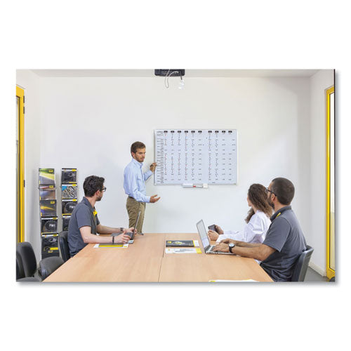 Image of MasterVision® Gridded Magnetic Steel Dry Erase Project Planning Board, 1" x 2" Cells, 72" x 48", White Surface, Satin Aluminum Frame