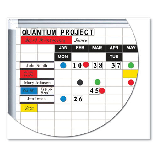 Image of MasterVision® Gridded Magnetic Steel Dry Erase Project Planning Board, 1" x 2" Cells, 72" x 48", White Surface, Satin Aluminum Frame