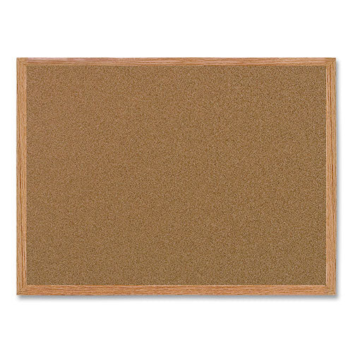 Image of MasterVision® Value Cork Board with Oak Frame, 24" x 36", Brown Surface, Natural Oak Frame