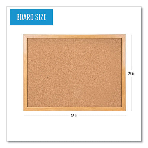Image of MasterVision® Value Cork Board with Oak Frame, 24" x 36", Brown Surface, Natural Oak Frame