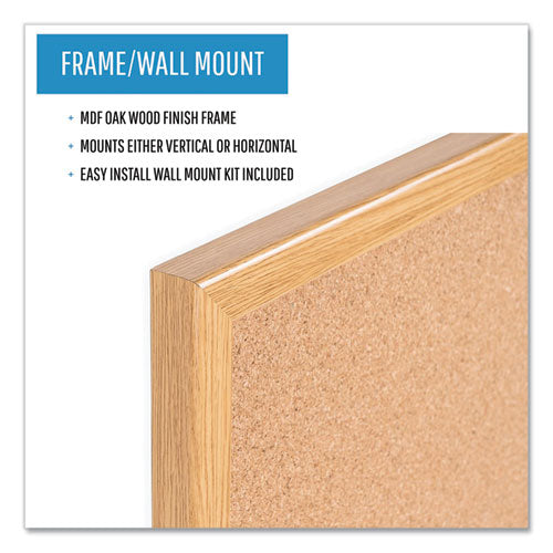 Image of MasterVision® Value Cork Board with Oak Frame, 24" x 36", Brown Surface, Natural Oak Frame