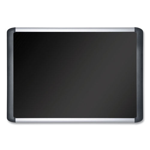 Image of MasterVision® Soft-touch Bulletin Board, 72" x 48", Black Surface, Black/Satin Aluminum Frame
