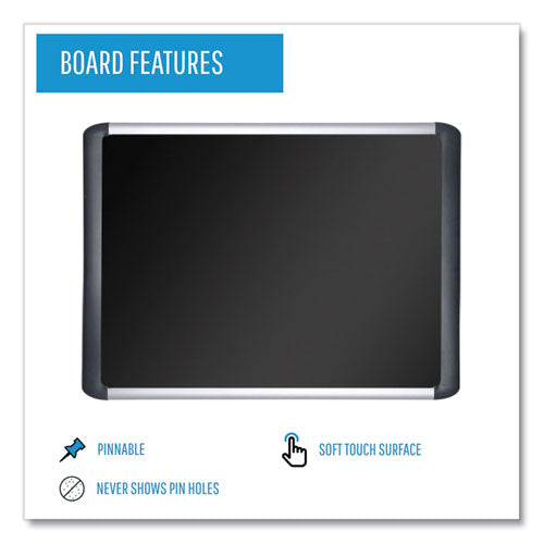 Image of MasterVision® Soft-touch Bulletin Board, 72" x 48", Black Surface, Black/Satin Aluminum Frame