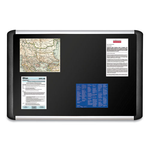 Image of MasterVision® Soft-touch Bulletin Board, 72" x 48", Black Surface, Black/Satin Aluminum Frame
