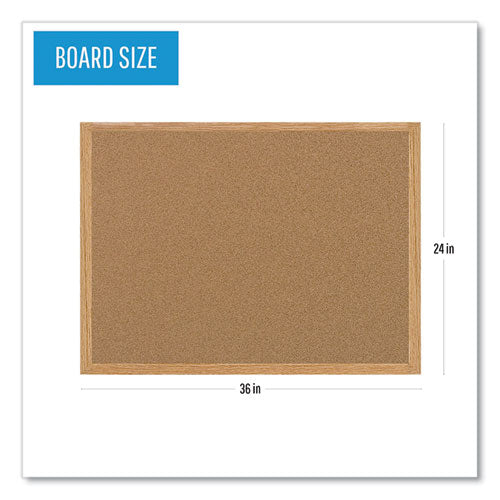 Image of MasterVision® Earth Cork Board, 36" x 24", Tan Surface, Oak Finished Wood Frame