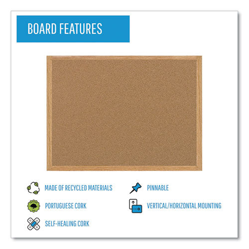Image of MasterVision® Earth Cork Board, 36" x 24", Tan Surface, Oak Finished Wood Frame