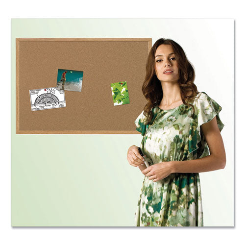 Image of MasterVision® Earth Cork Board, 36" x 24", Tan Surface, Oak Finished Wood Frame