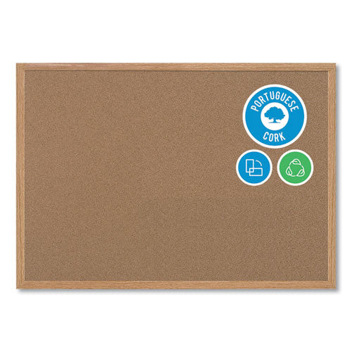 Image of MasterVision® Earth Cork Board, 36" x 24", Tan Surface, Oak Finished Wood Frame