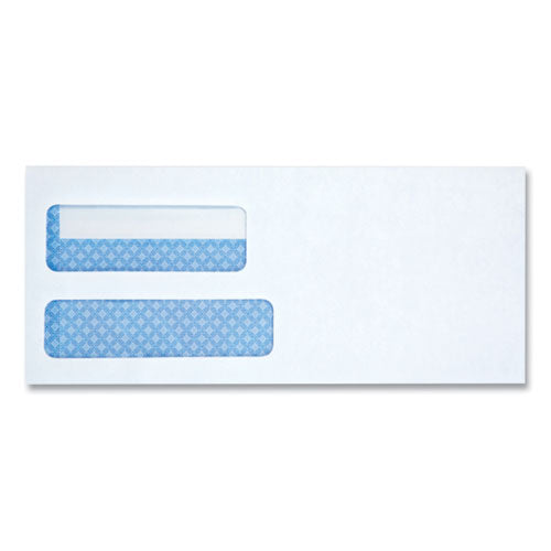 Image of Universal® Double Window Business Envelope, #10, Square Flap, Gummed Closure, 4.13 x 9.5, White, 500/Box