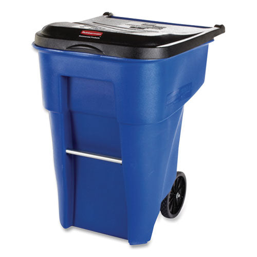 Image of Rubbermaid® Commercial Square Brute Rollout Container, 50 gal, Molded Plastic, Blue