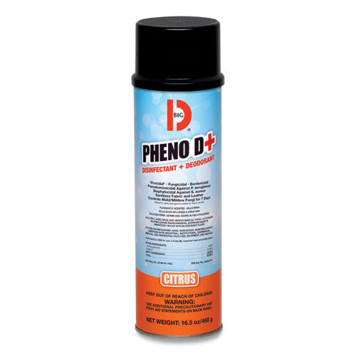 Image of Big D Industries Pheno D+ Aerosol Disinfectant/deodorizer, Citrus Scent, 16.5 Oz Aerosol Spray Can, 12/carton