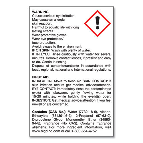 Image of Big D Industries Water-Soluble Deodorant, Lemon Scent, 1 Gal Bottle, 4/carton