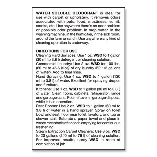 Image of Big D Industries Water-Soluble Deodorant, Lemon Scent, 1 Gal Bottle, 4/carton