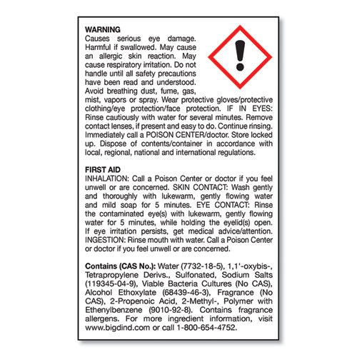 Image of Big D Industries Enzym D Digester Liquid Deodorant, Lemon, 1 Gal Bottle, 4/carton