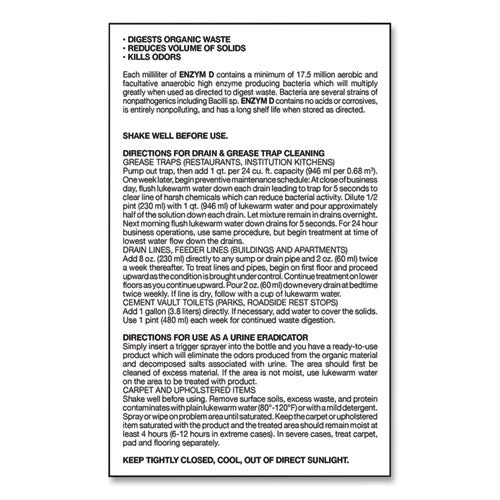 Image of Big D Industries Enzym D Digester Liquid Deodorant, Lemon, 1 Gal Bottle, 4/carton