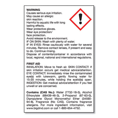 Image of Big D Industries Water-Soluble Deodorant, Mountain Air, 1 Gal Bottle, 4/carton
