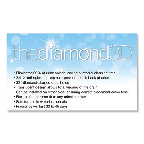 Image of Big D Industries Diamond 3d Urinal Screen, Melon Mist Scent, Clear, 10/pack, 6 Packs/carton