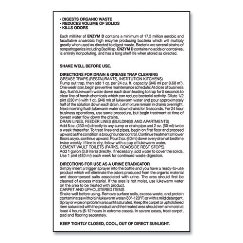Image of Big D Industries Enzym D Digester Liquid Deodorant, Lemon, 32 Oz Bottle, 12/carton