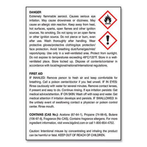 Image of Big D Industries Metered Concentrated Room Deodorant, Mountain Air Scent, 7 Oz Aerosol Spray, 12/carton