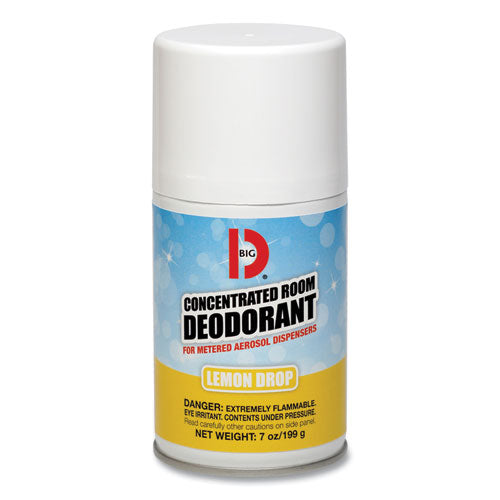 Image of Big D Industries Metered Concentrated Room Deodorant, Lemon Scent, 7 Oz Aerosol Spray, 12/carton
