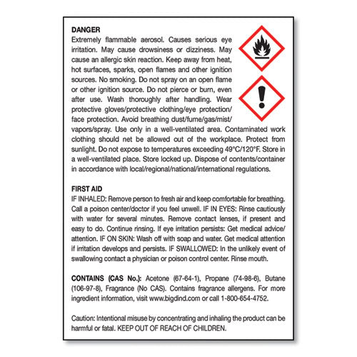 Image of Big D Industries Metered Concentrated Room Deodorant, Lemon Scent, 7 Oz Aerosol Spray, 12/carton