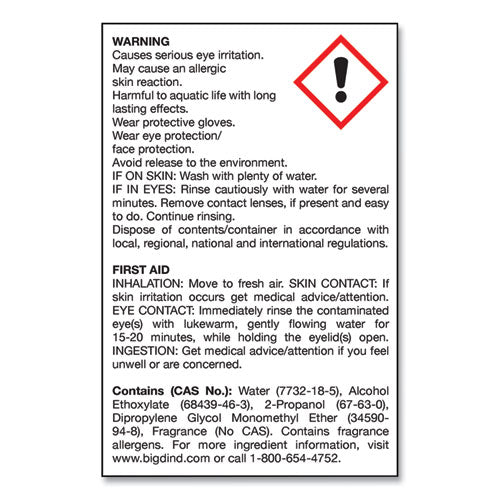 Image of Big D Industries Water-Soluble Deodorant, Mountain Air, 32 Oz Bottle, 12/carton
