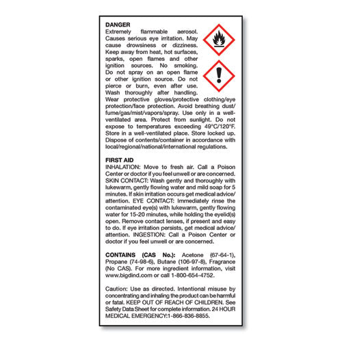Image of Big D Industries Fire D One Shot Aerosol, 5 Oz Aerosol Spray, 12/carton