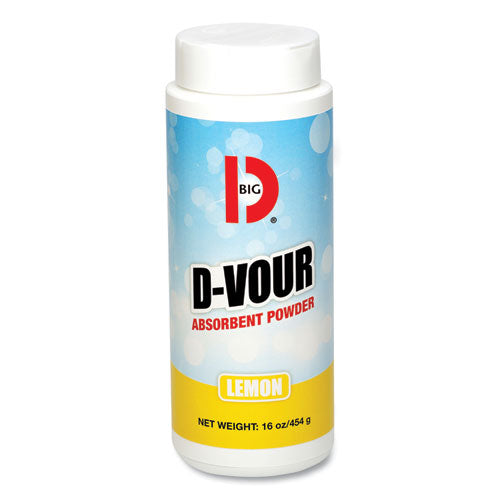 Image of Big D Industries D-Vour Absorbent Powder, Lemon, 16 oz Canister, 6/Carton
