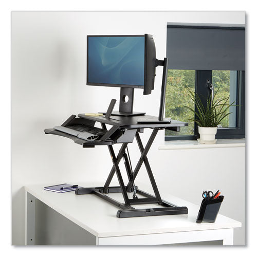 Image of Fellowes® Corsivo Sit-Stand Workstation, 31.5" X 24.25" X 16", Black