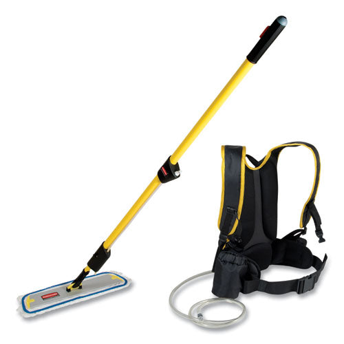 Image of Rubbermaid® Commercial Flow Finishing System, 18" Wide Nylon Head, 56" Yellow Plastic Handle