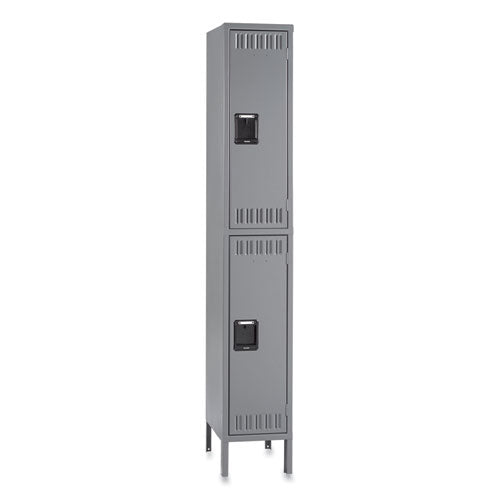 Image of Tennsco Double Tier Locker With Legs, Single Stack, 12w X 18d X 78h, Medium Gray