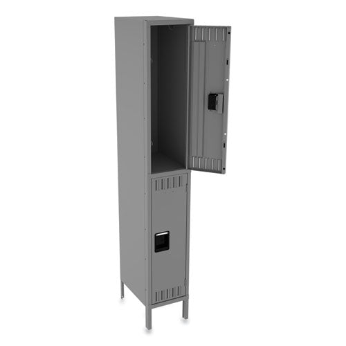 Image of Tennsco Double Tier Locker With Legs, Single Stack, 12w X 18d X 78h, Medium Gray