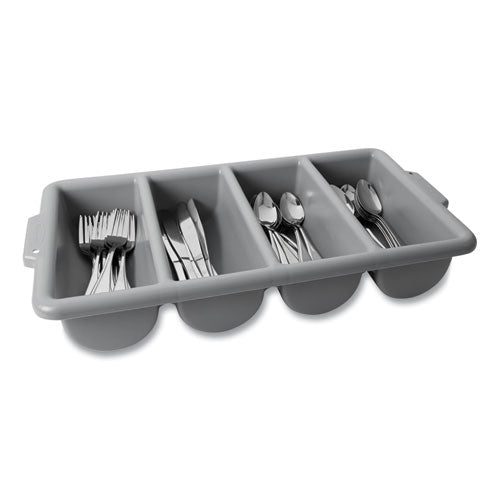 Image of Rubbermaid® Commercial Cutlery Bin, 4 Compartments, 11.5 x 21.25 x 3.75, Plastic, Gray