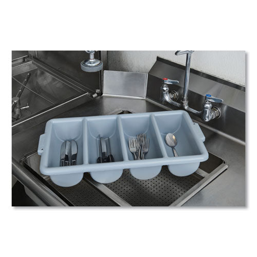 Image of Rubbermaid® Commercial Cutlery Bin, 4 Compartments, 11.5 x 21.25 x 3.75, Plastic, Gray
