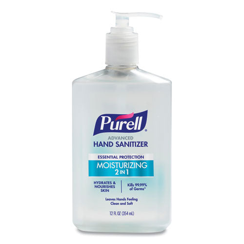 Image of PURELL® 2 in 1 Moisturizing Advanced Hand Sanitizer Gel, 12 oz Pump Bottle, Clean Scent