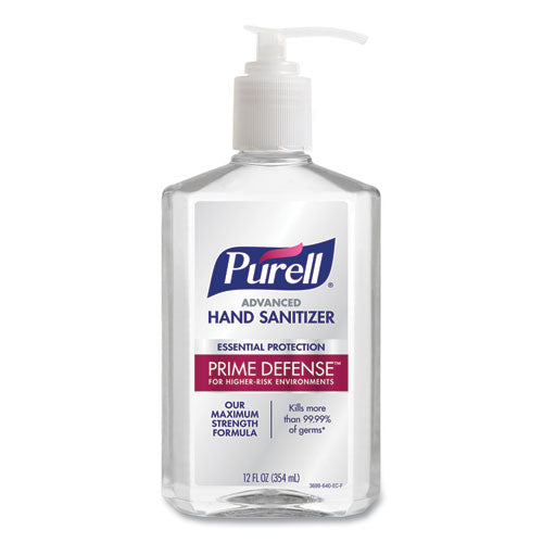 Image of PURELL® Prime Defense Advanced 85% Alcohol Gel Hand Sanitizer, 12 Oz Pump Bottle, Clean Scent