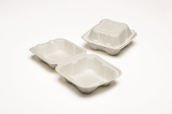 Image of Skilcraft Clamshell Hinged Lid To Go Food Containers, 6" x 6" x 3"