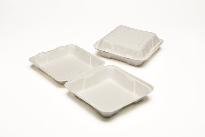Image of Skilcraft Clamshell Hinged Lid To Go Food Containers, 9" x 9" x 3"