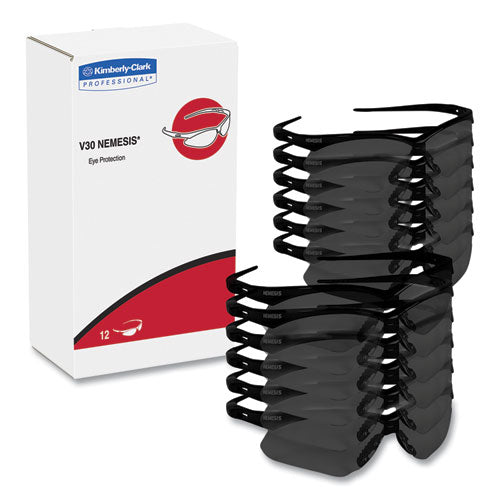 Image of KleenGuard V60 Nemesis Rx Reader Safety Glasses, Black Frame, Smoke Lens, +2.5 Diopter Strength, 6/Box