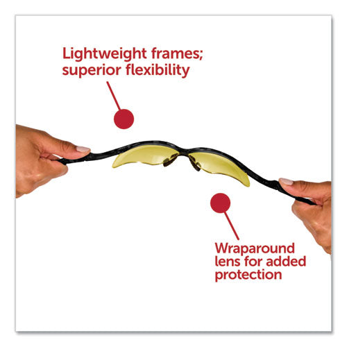 Image of KleenGuard Nemesis Safety Glasses, Black Frame, Amber Lens, 12/Box