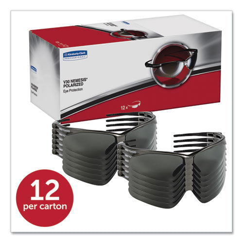 Image of KleenGuard Nemesis Safety Glasses, Gunmetal Frame, Smoke Lens, 12/Box