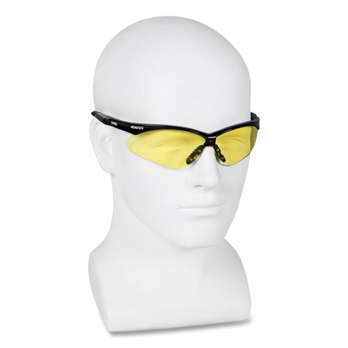 Image of KleenGuard Nemesis Safety Glasses, Black Frame, Amber Lens, 12/Box