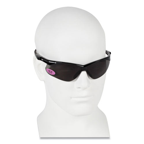 Image of KleenGuard V60 Nemesis Rx Reader Safety Glasses, Black Frame, Smoke Lens, +2.5 Diopter Strength, 6/Box